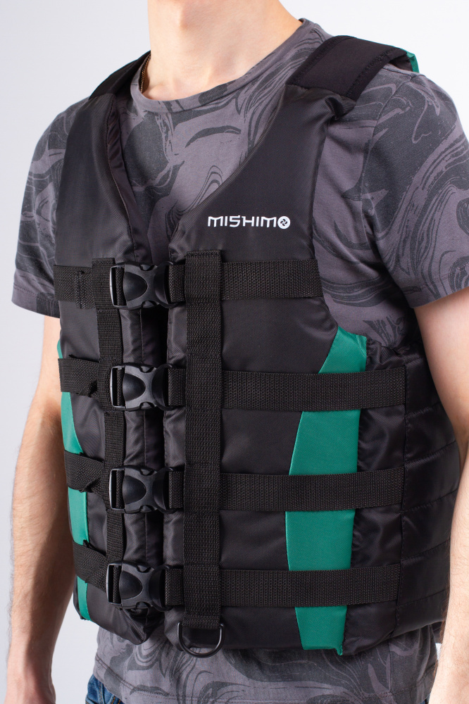 Жилет спасательный MISHIMO PRO Премиум качества Черно-зеленый в Санкт-Петербурге