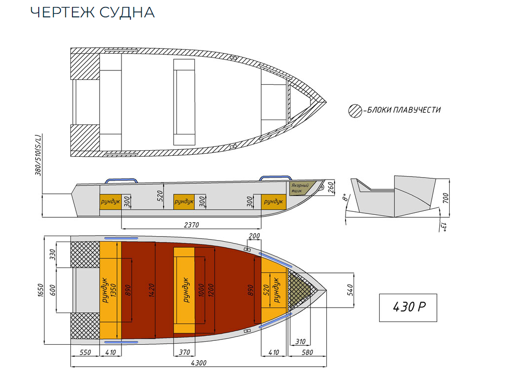 Алюминиевая лодка  Wyatboat-430 Р в Санкт-Петербурге