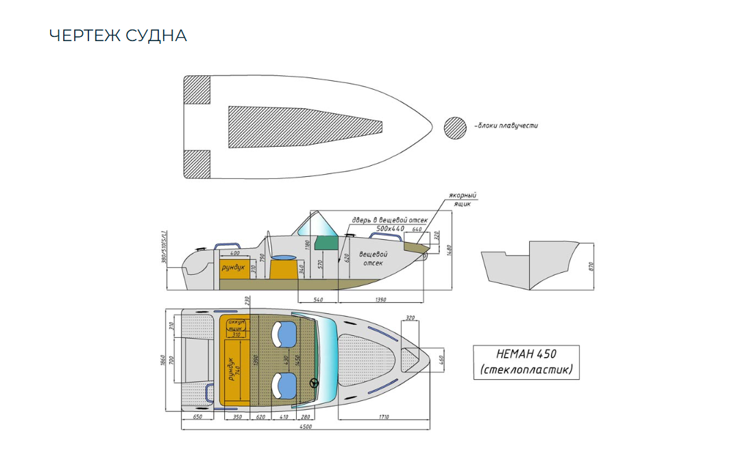 Стеклопластиковый катер Neman-450 в Санкт-Петербурге