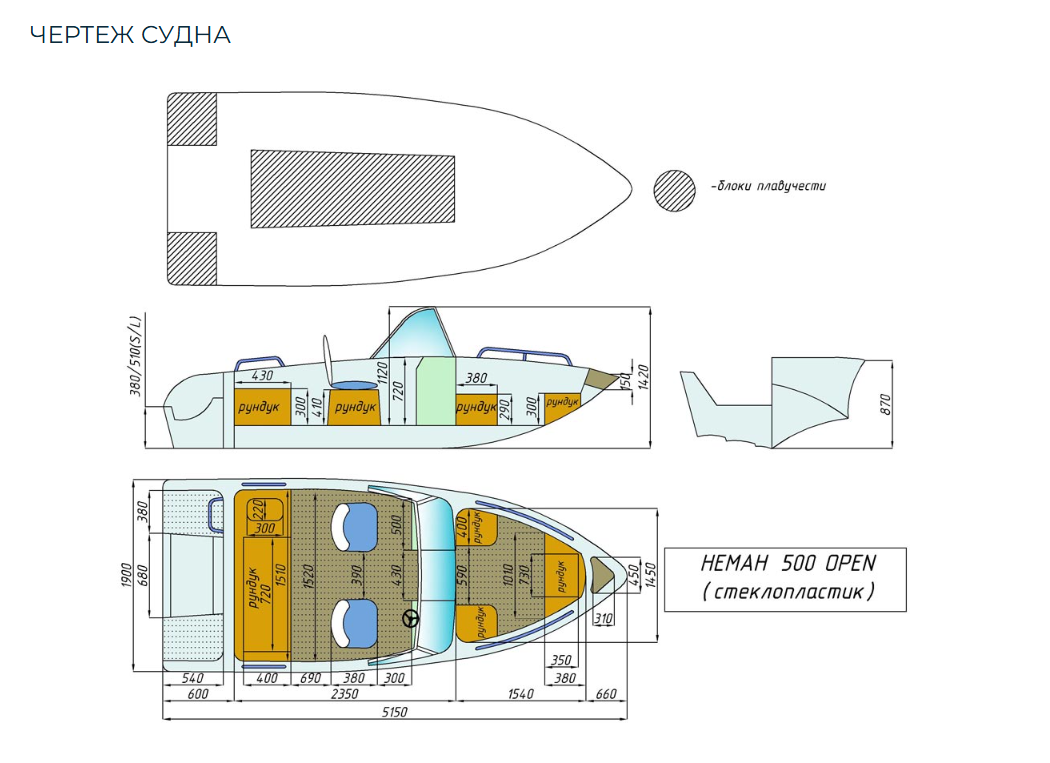 Стеклопластиковый катер Neman-500 Open в Санкт-Петербурге