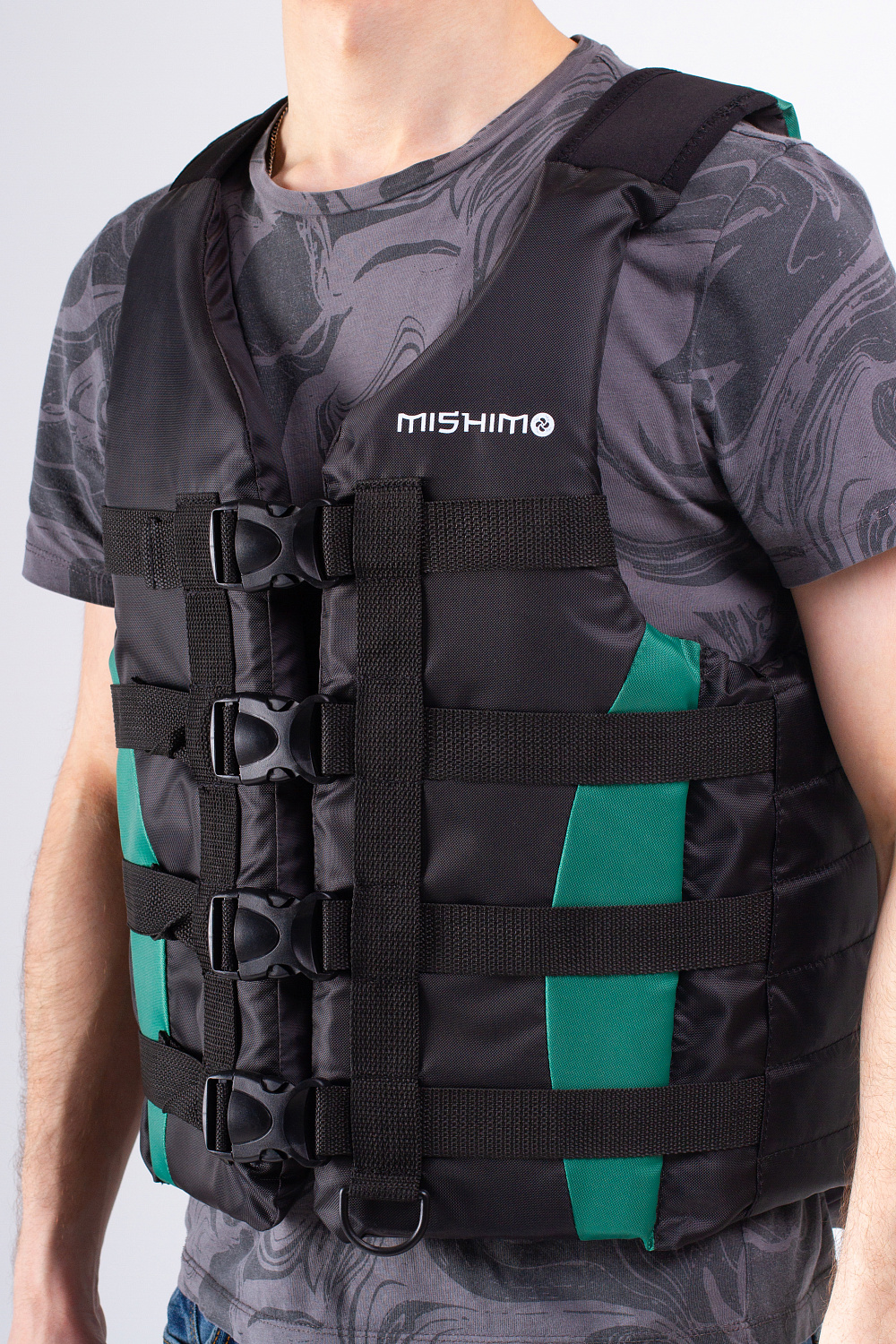 Жилет спасательный MISHIMO PRO Премиум качества Черно-зеленый в Санкт-Петербурге